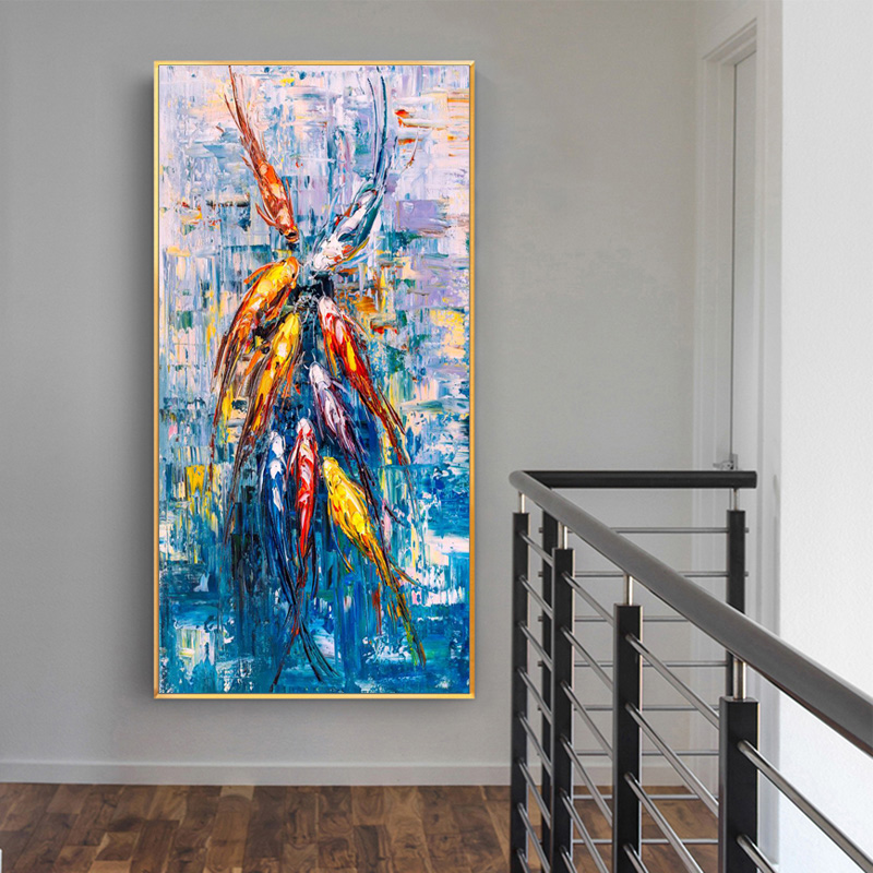 Koi Fish Pictures Oil Painting On Canvas Wall Art For Living Room Animal Posters And Prints Modern Home Decoration