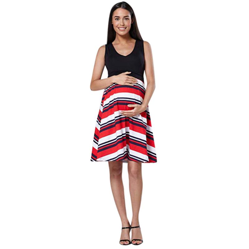 Maternity Dresses Women Pregnant Nursing Sleeveless Stripe Print Patchwork Dress Clothing Casual Women's Pregnancy, White
Maternity Dresses Women Pregnant Nursing Sleeveless Stripe Print Patchwork Dress Clothing Casual Women's Pregnancy, White