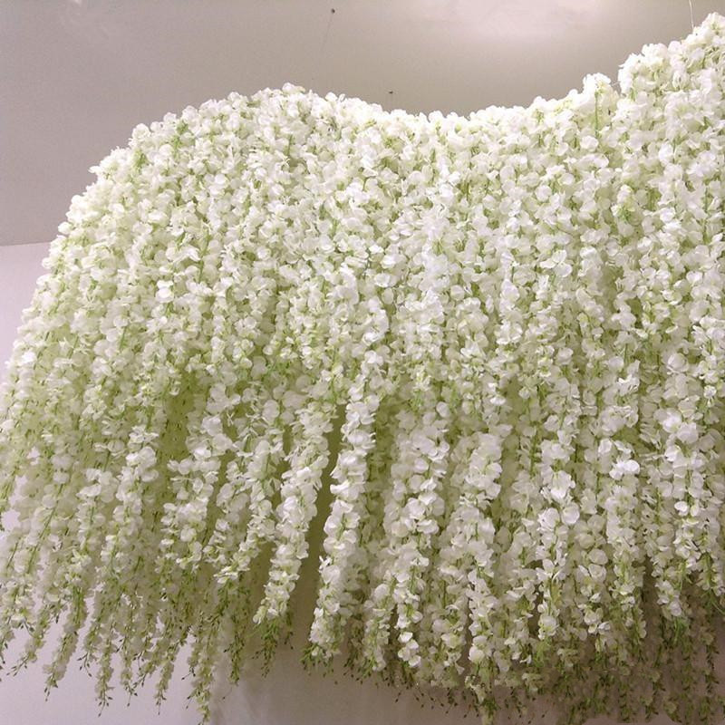 DIY Elegant Artificial Flower Wisteria Flowers Vine 34CM Home Garden Wall Hanging DIY Rattan Centerpiece Xmas Party Wedding Decoration Backdrop