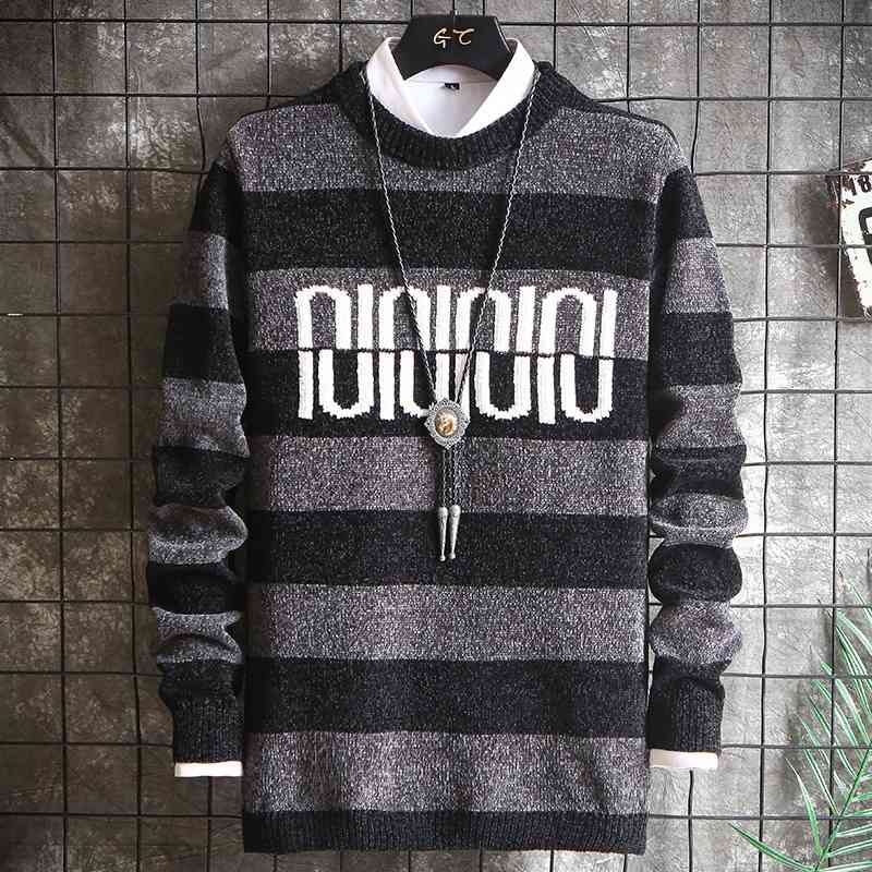 Varsanol O Neck Sweater Men Winter Pullover Sweaters for Men Cotton Embroidery Letter Knitted Sweater Male Clothing Top 3xl 210601
