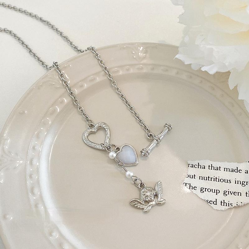 Pendant Necklaces Origin Summer Punk Stainless Steel Love Heart Chunky Chain Necklace For Women Metal Angel Toggle Clasp Jewelry
Pendant Necklaces Origin Summer Punk Stainless Steel Love Heart Chunky Chain Necklace For Women Metal Angel Toggle Clasp Jewelry
