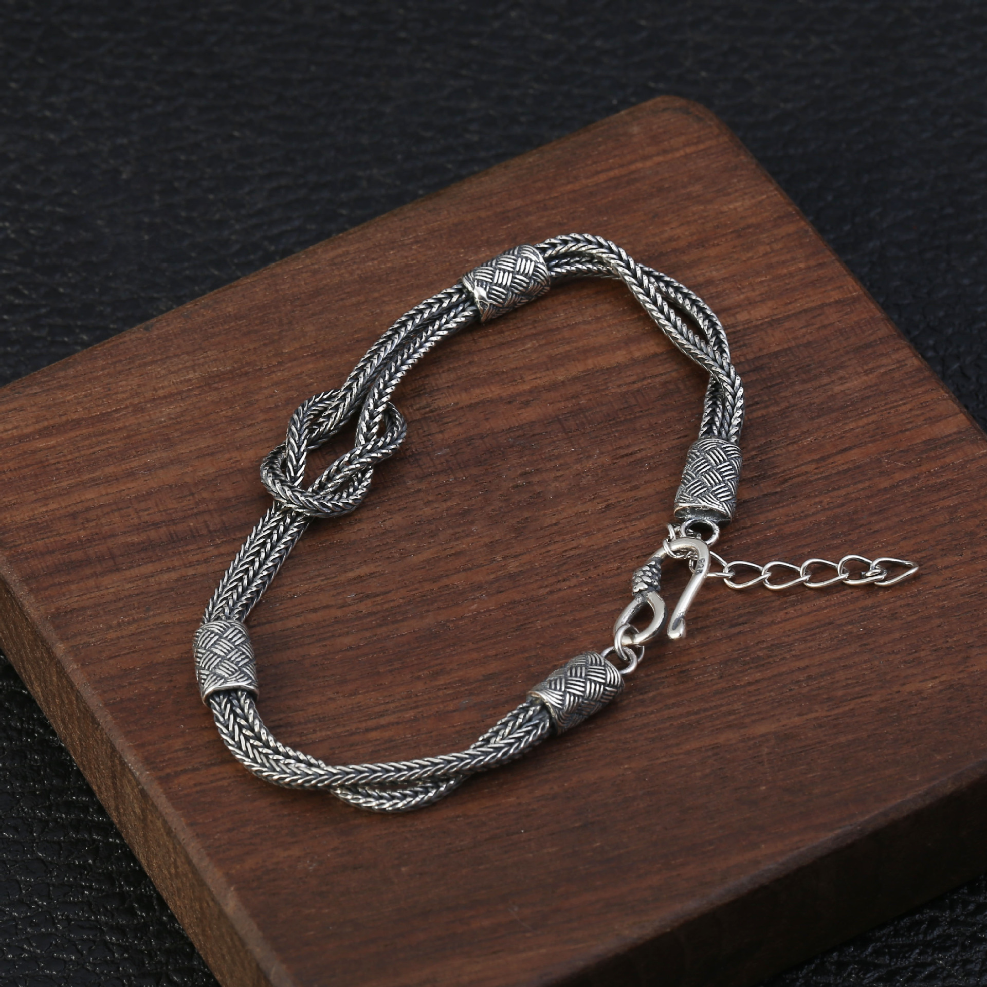 925 Sterling silver foxtail chain bracelets American European antique handmade punk gothic designer luxury jewelry accessories gifts