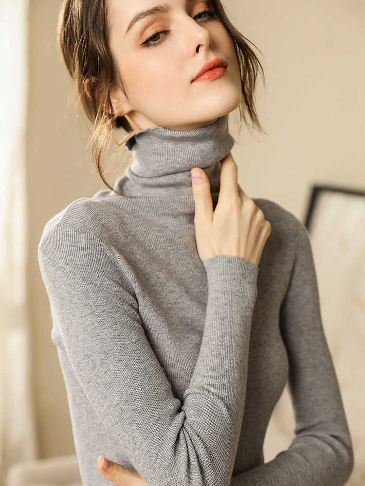 Autumn and Winter Cashmere Sweater Women High Collar Pullover Fashion Warm Bottom 211011Z