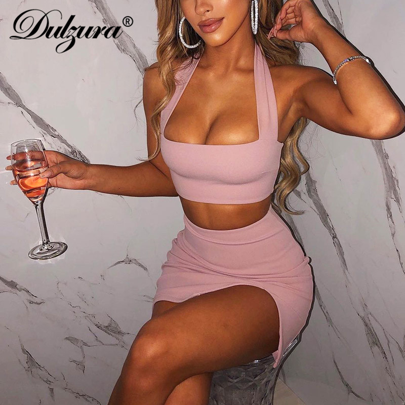 Solid Women Two Piece Set Halter Crop Top High Waist Slit Mini Skirt Bodycon Sexy Party Elegant Club 2021 Autumn Winter, Black;white
Solid Women Two Piece Set Halter Crop Top High Waist Slit Mini Skirt Bodycon Sexy Party Elegant Club 2021 Autumn Winter, Black;white