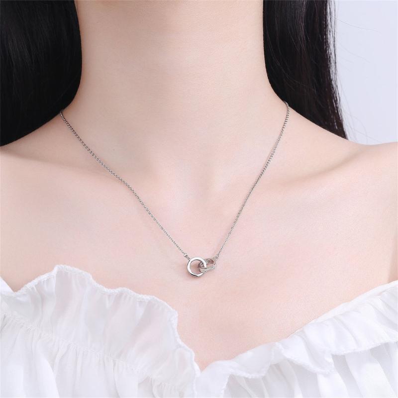 Chains Double Ring With Zircon Necklace Vintage Hand Jewelry Fashion Valentine's Day Gift Female, Silver
Chains Double Ring With Zircon Necklace Vintage Hand Jewelry Fashion Valentine's Day Gift Female, Silver