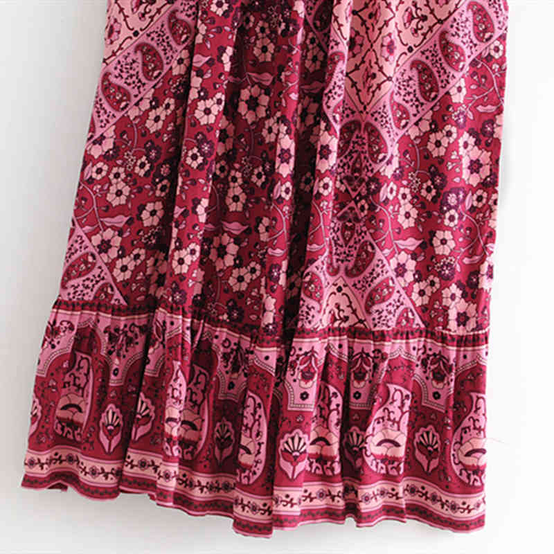 Bohemian Chic Floral Print Maxi Dress Women Holiday V-neck Tassel Fashion Beachwear Female Autumn Bow Sashes Long Dresses 210508