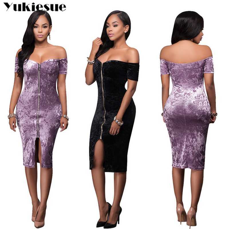 Sexy Off Shoulder summer velvet vintage Dress Women short Sleeve Strapless Slim zipper split up Bodycon Party Dresses Vestidos 210608, Diamond blue
Sexy Off Shoulder summer velvet vintage Dress Women short Sleeve Strapless Slim zipper split up Bodycon Party Dresses Vestidos 210608, Diamond blue