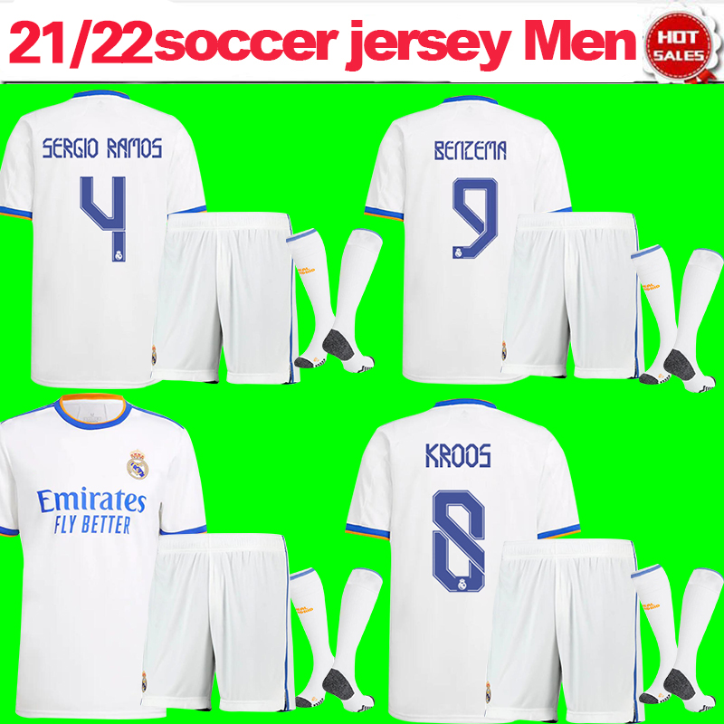Real Madrid Soccer Jersey Suit 21/22 Men Adult BENZEMA MODRIC KROOS Home white Soccer Shirt+Shorts+Socks 2021/2022 Fans Version ASENSIO ISCO Football Uniforms Kit, No number no name
Real Madrid Soccer Jersey Suit 21/22 Men Adult BENZEMA MODRIC KROOS Home white Soccer Shirt+Shorts+Socks 2021/2022 Fans Version ASENSIO ISCO Football Uniforms Kit, No number no name