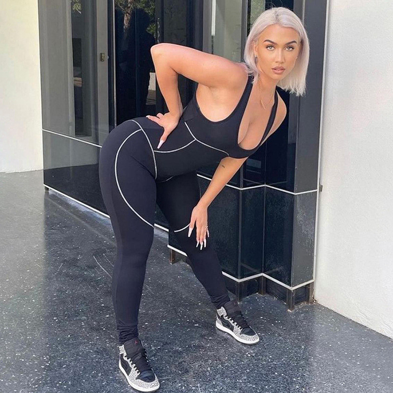 Patchwork Fitness Casual Sporty Rompers Womens Jumpsuit Sleeveless Street Style 2021 Workout Active Wear Jumpsuits Push Up, Black;white 
Patchwork Fitness Casual Sporty Rompers Womens Jumpsuit Sleeveless Street Style 2021 Workout Active Wear Jumpsuits Push Up, Black;white