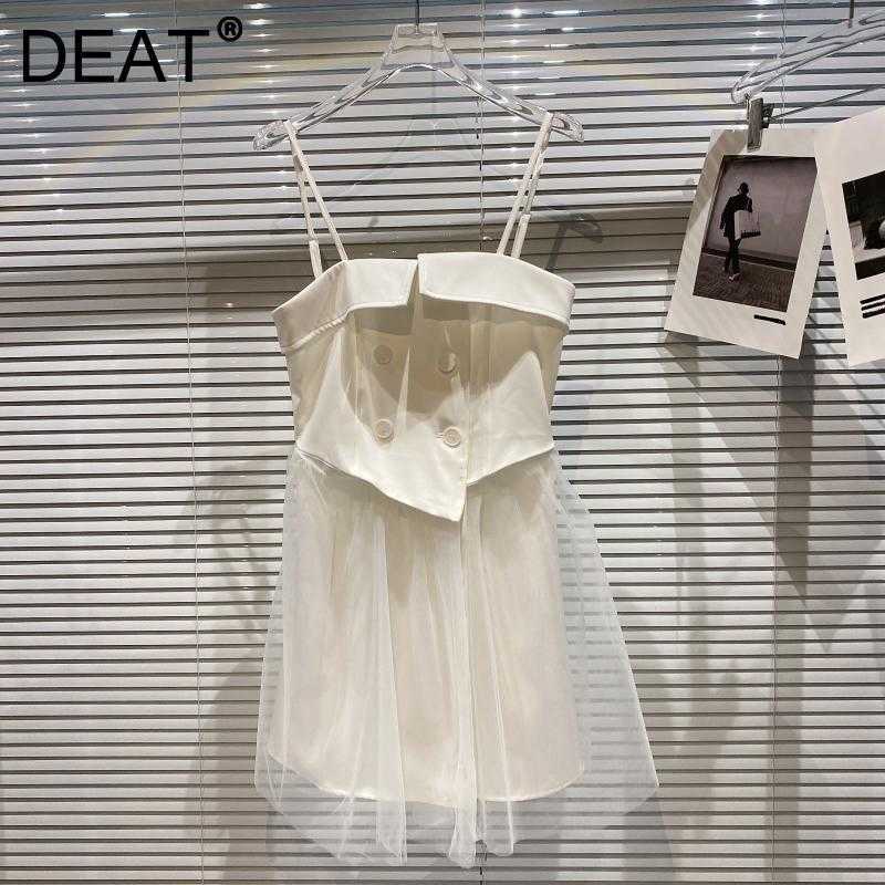 DEAT Women Mesh Sling Dress Slash Neck Sleeveless Arrivals Lady Sexy Temperament Fashion Spring Summer 11D1384 210709, White
DEAT Women Mesh Sling Dress Slash Neck Sleeveless Arrivals Lady Sexy Temperament Fashion Spring Summer 11D1384 210709, White