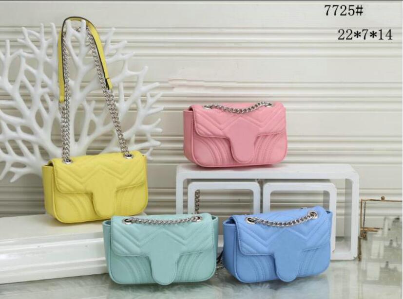 Women silver chain Marmont Bags Shoulder Handbags Purses High Quality Leather Chain Fashion letter Crossbody Message handbag, Pink 
Women silver chain Marmont Bags Shoulder Handbags Purses High Quality Leather Chain Fashion letter Crossbody Message handbag, Pink