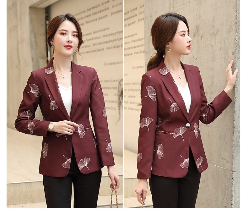 Autumn fashion women print blazer formal slim Long sleeve jacket office ladies temperament work coat 210518
