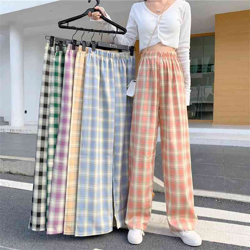 Korean Plaid Wide-leg Pants women's Straight Loose High Waist Trousers Female Casual Harajuku Drop 210519, Yellow
Korean Plaid Wide-leg Pants women's Straight Loose High Waist Trousers Female Casual Harajuku Drop 210519, Yellow