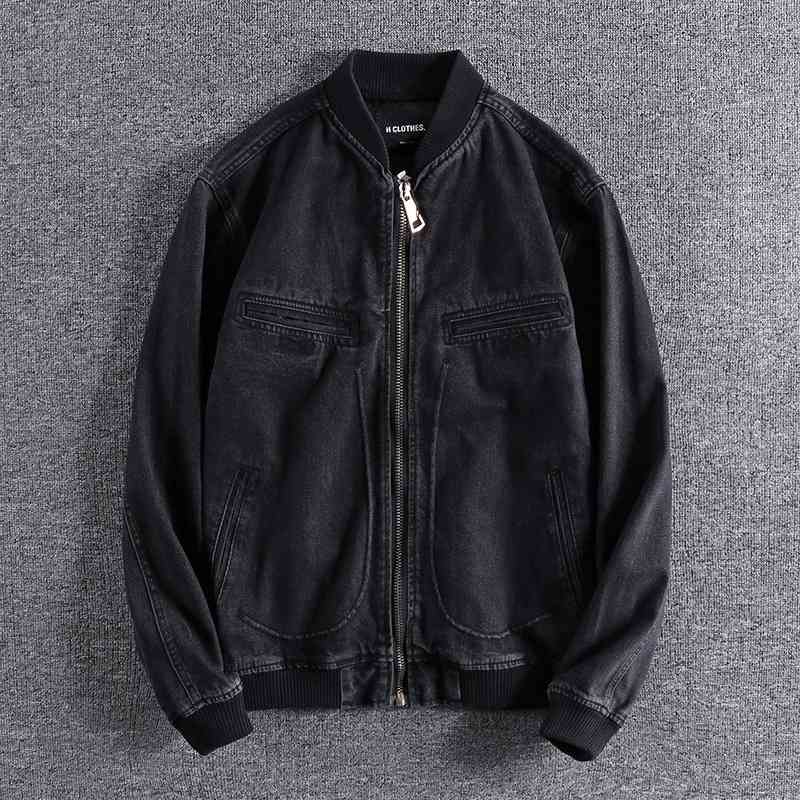 Spring autumn simple washing used micro elastic denim jacket fashion slim fit and versatile men's Baseball Jacket, Black
Spring autumn simple washing used micro elastic denim jacket fashion slim fit and versatile men's Baseball Jacket, Black