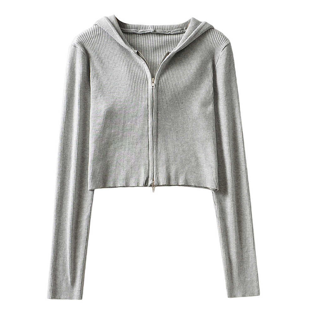 Zip-up Cardigan Women Jacket Outwear Mujer Zoravcky Basic Coat Jogger Short Sport Hoddied Crop Top Femme Casual Autumn 210914