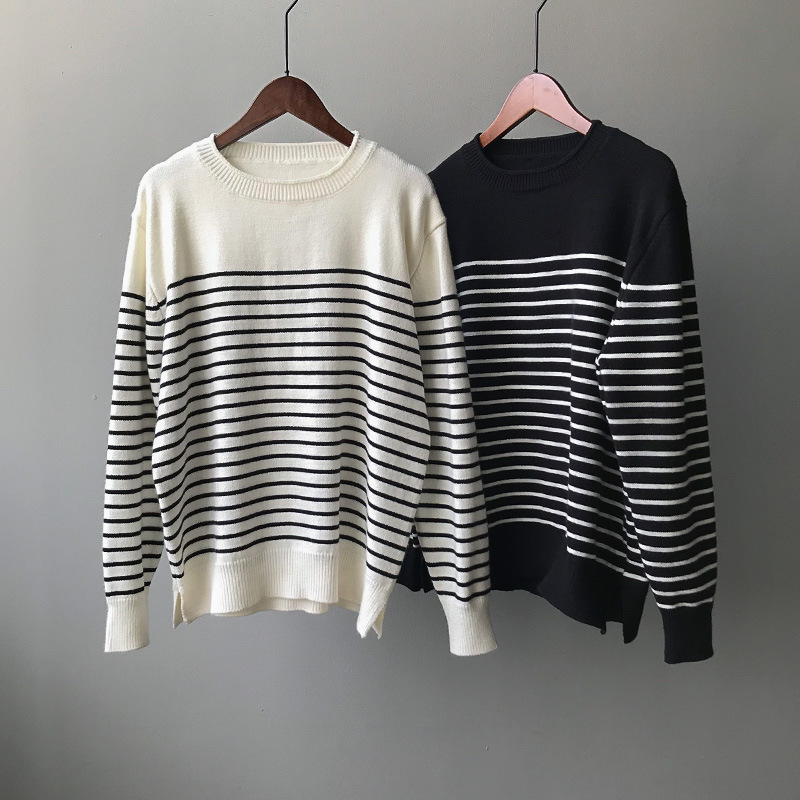 Autumn Winter Casual Style Contrast Striped Out Wear Sweater Women O Neck Pullover Oversized Base Knit Top Female 210520, Black
Autumn Winter Casual Style Contrast Striped Out Wear Sweater Women O Neck Pullover Oversized Base Knit Top Female 210520, Black
