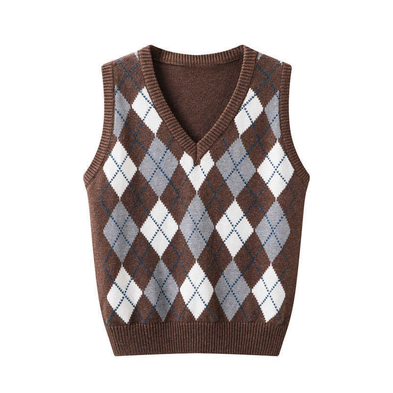 PUWD Slim Girls Bomb Arglye Sweaters Spring-Autumn Fashion Ladies Sweet V-Neck Knitted Vest Vintage Women Chic Knitwear 211014