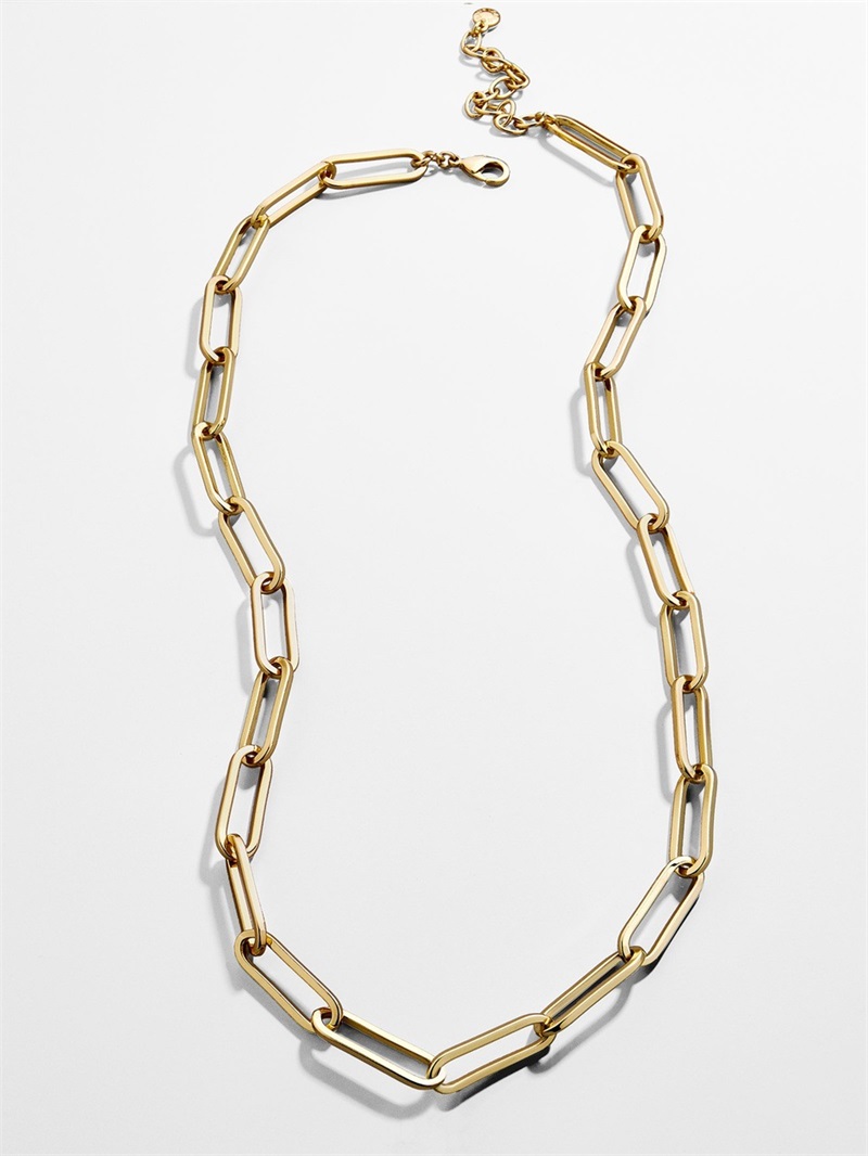 Bohemian Paperclip Chain Women Necklace Rectangle Link Hera Choker Collar Stainless Steel Gold silver Color1 604 Q2