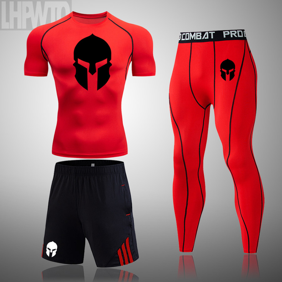 Spartan Men's Fitness Sports T-Shirt Jogging Shirt Short-Sleeved Men Clothing Tops Sports Compression Quick-Drying Sets 210319