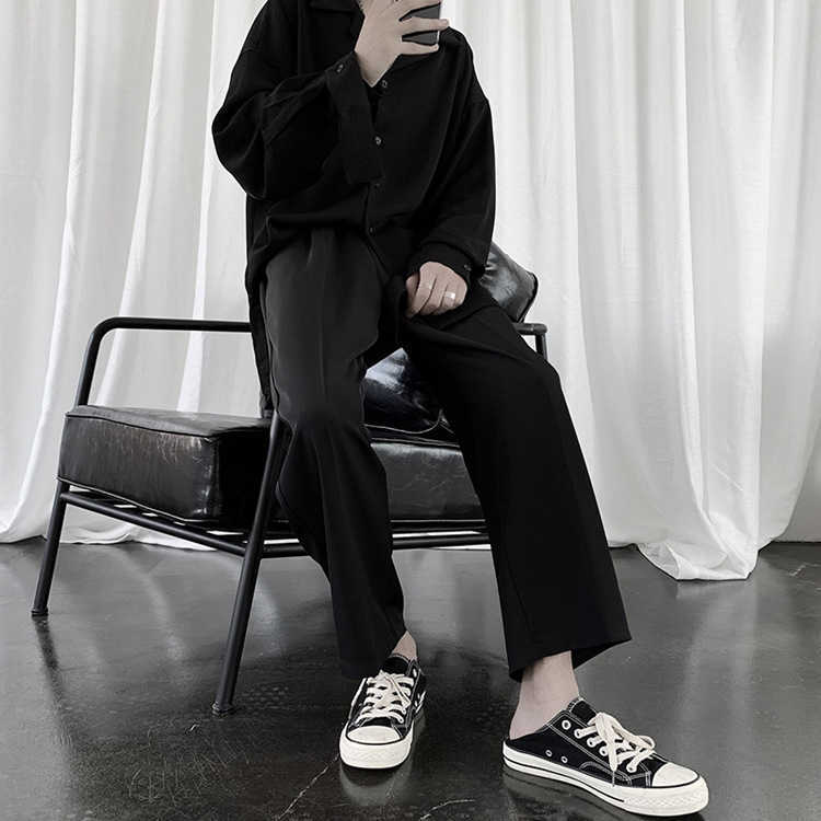 Men's Summer Solid Color Thin Black Loose Business Casual Suit Pants High School JK Uniform Trousers Y0811