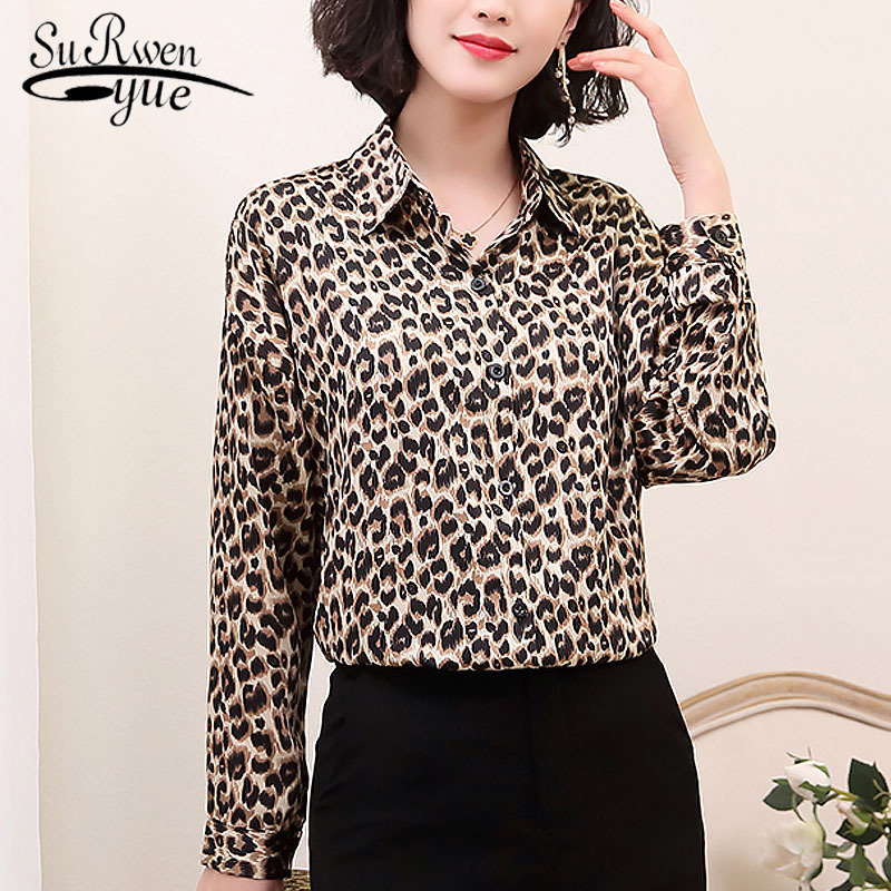 Sexy Women's Tops Korean Long Sleeve Cardigan Leopard Women and Blouse Streetwear Lady Shirt Blusas Mujer 5468 50 210508