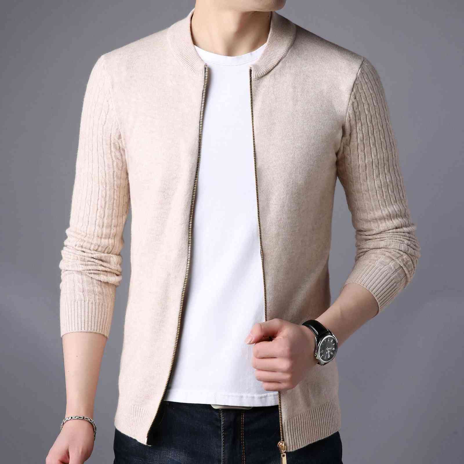 Autumn Winter Men's Sweater Male Jacket Solid Color Sweaters Knitwear Warm Sweatercoat Cardigans Men Clothing 211102