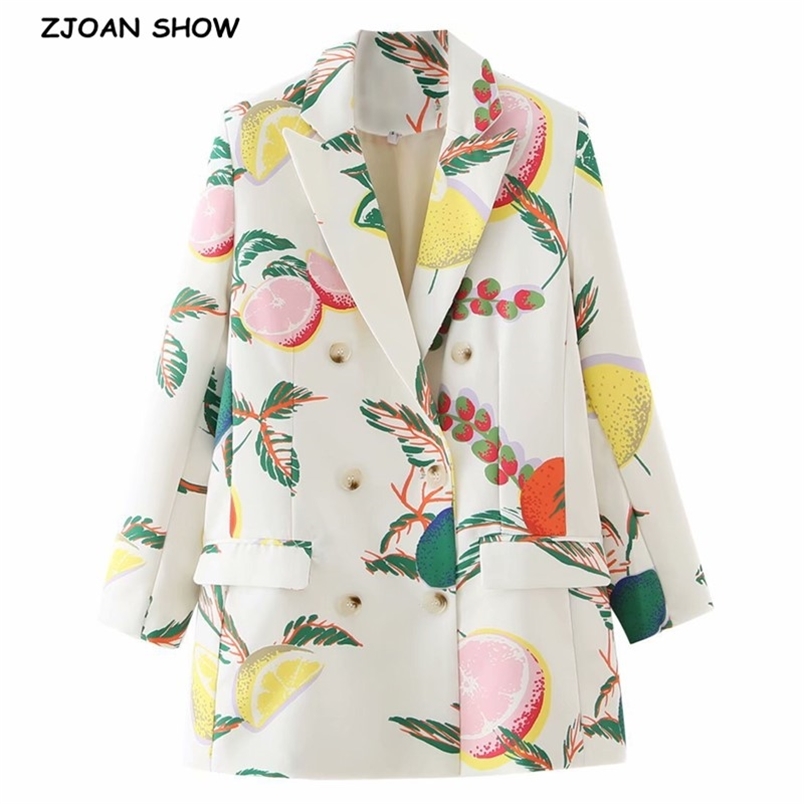 Autumn CHIC Double Breasted Buttons Fruit Print Blazer Boyfriend Vintage Women Mid Long Suit Coat Loose Femme 210429, Ivory
Autumn CHIC Double Breasted Buttons Fruit Print Blazer Boyfriend Vintage Women Mid Long Suit Coat Loose Femme 210429, Ivory