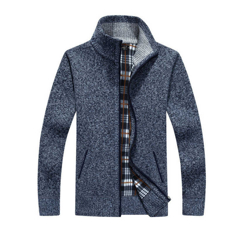4XL 5XL Mens Fleece Sweate Autumn Winter Warm Cashmere Dress Slim Fat Wool Zipper Casual Sweater Men Knitted Coat AG1383 211008