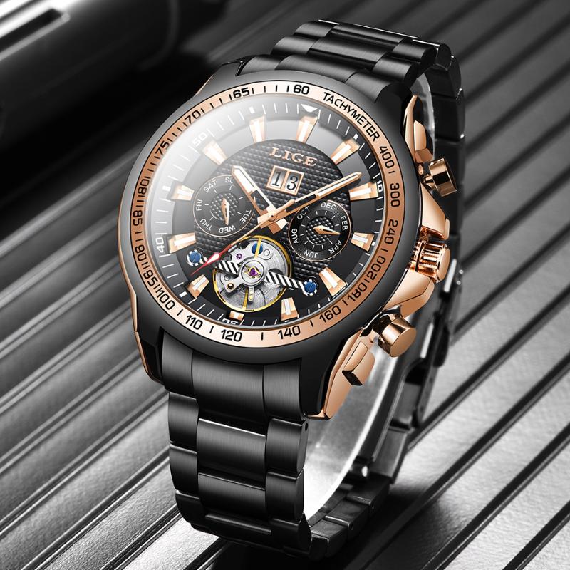 Men Automatic Mechanical Watch Luxury Stainless Steel Tourbillon Diver Sports Wrist Watches Date 100M Waterproof Wristwatches, S gold black
Men Automatic Mechanical Watch Luxury Stainless Steel Tourbillon Diver Sports Wrist Watches Date 100M Waterproof Wristwatches, S gold black