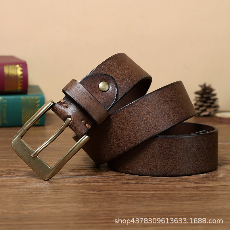Full Genuine Cowhide Cut Retro Handmade Pure Copper Pin Buckle Mens Belt Young Trendy Youth Casual Pants Belt No. 2, Black
Full Genuine Cowhide Cut Retro Handmade Pure Copper Pin Buckle Mens Belt Young Trendy Youth Casual Pants Belt No. 2, Black