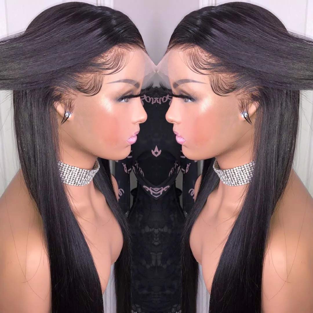Hd transparent Wig human hair 65cm full set of head African short straight curly fluffy small volume explosive wigs