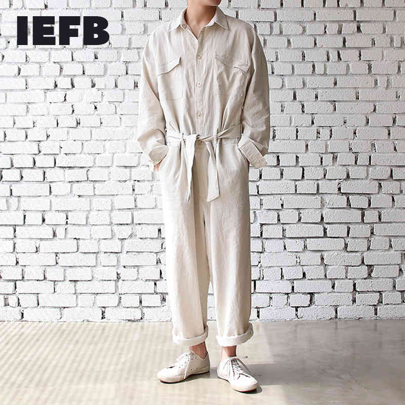 IEFB men's clothing overalls suit with belt Korean fashion loose single breasted turn down collar jumpsuit loose Y4303 210524, Dark khaki
IEFB men's clothing overalls suit with belt Korean fashion loose single breasted turn down collar jumpsuit loose Y4303 210524, Dark khaki