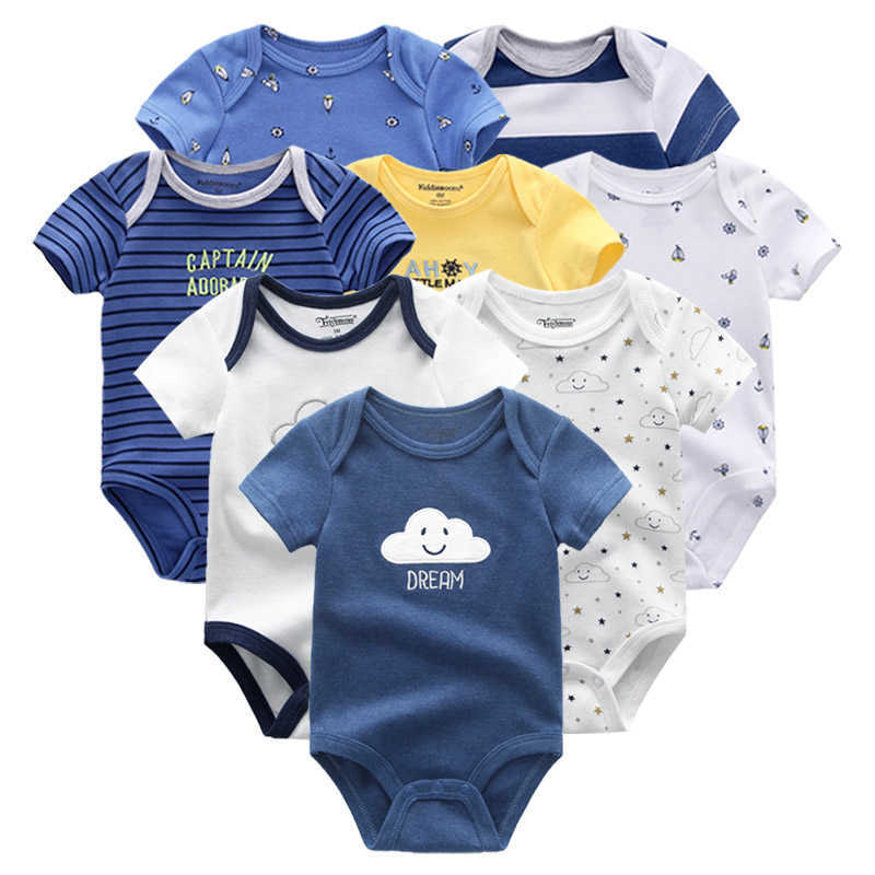Unisex Baby Girl Clothes Cotton 8PCS born Solid Bodysuit Boy Sets Cartoon Short Sleeve Print Ropa bebe 211011