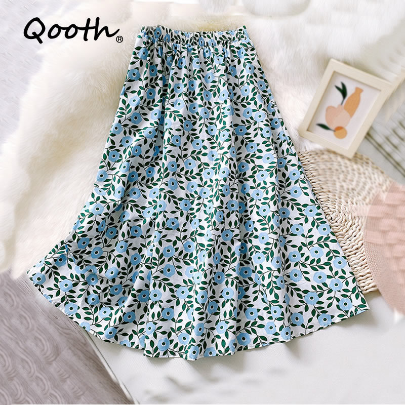 Qooth Sweet Printed Floral Skirt Summers Cotton Blend A-line High Waist Skirt Elastic Waist Lining Causal Soft Skirt QT675 210518, Blue
Qooth Sweet Printed Floral Skirt Summers Cotton Blend A-line High Waist Skirt Elastic Waist Lining Causal Soft Skirt QT675 210518, Blue