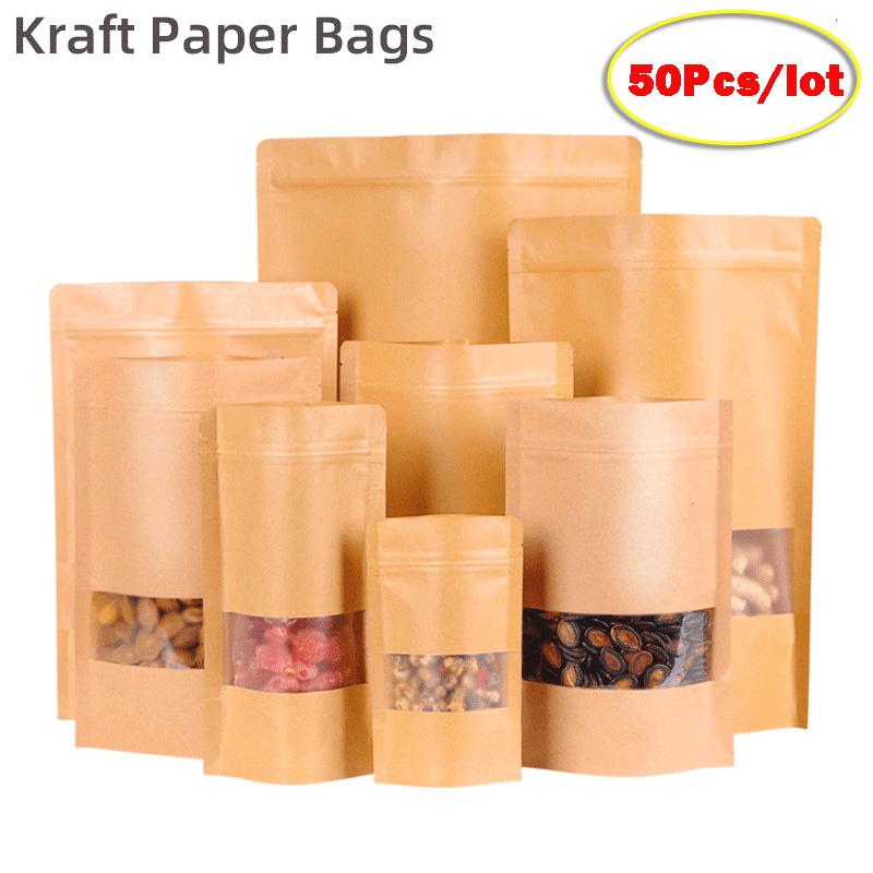 50pcs Resealable Kraft Paper Bags Bag For Coffee Bean Candy Packaging Small Sachets Sample Gift Wrap
50pcs Resealable Kraft Paper Bags Bag For Coffee Bean Candy Packaging Small Sachets Sample Gift Wrap
