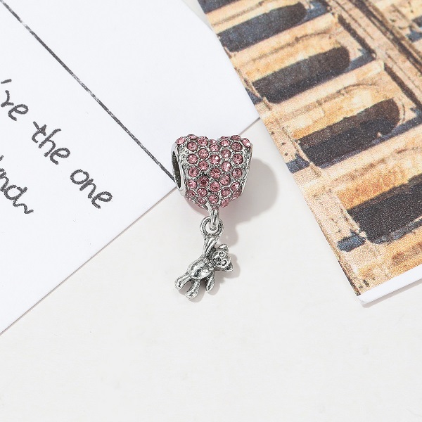 Fits Bracelets 20pcs Heart Bear Crystal Enamel Pendant Charms Beads Silver Charms Bead For Women Diy European Necklace Jewelry