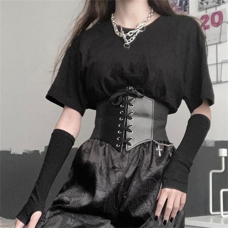 

Waist Support Ladies Fashion Stretch Belt Elastic Buckle Corset For Wide Dress The Waistband Is Made Of PU Leather Elasticated Seals, Black