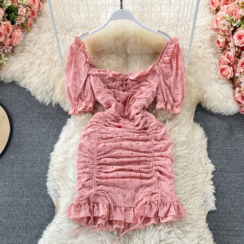 Korean Fashion Women Lace-up Square Collar Short Sleeve Mini Club Dress Sexy Ruched Drawstring Slim Embroidered Lace Party Dress 2022, Blue
Korean Fashion Women Lace-up Square Collar Short Sleeve Mini Club Dress Sexy Ruched Drawstring Slim Embroidered Lace Party Dress 2022, Blue