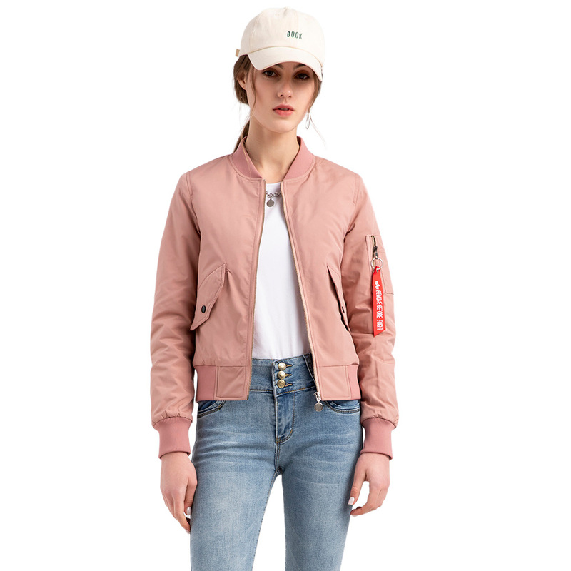 2021 female spring and autumn jacket quilted jacket color matching baseball uniform printed pilot label decoration, Black;brown
2021 female spring and autumn jacket quilted jacket color matching baseball uniform printed pilot label decoration, Black;brown