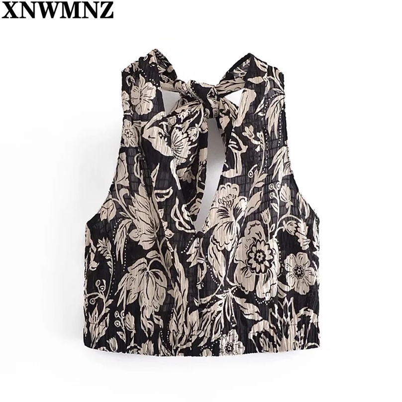 Women Blouse Knotted Black Print Crop Top Female Vintage Wide Straps Elastic Hem Sleeveless Woman Summer Blouses 210520
Women Blouse Knotted Black Print Crop Top Female Vintage Wide Straps Elastic Hem Sleeveless Woman Summer Blouses 210520