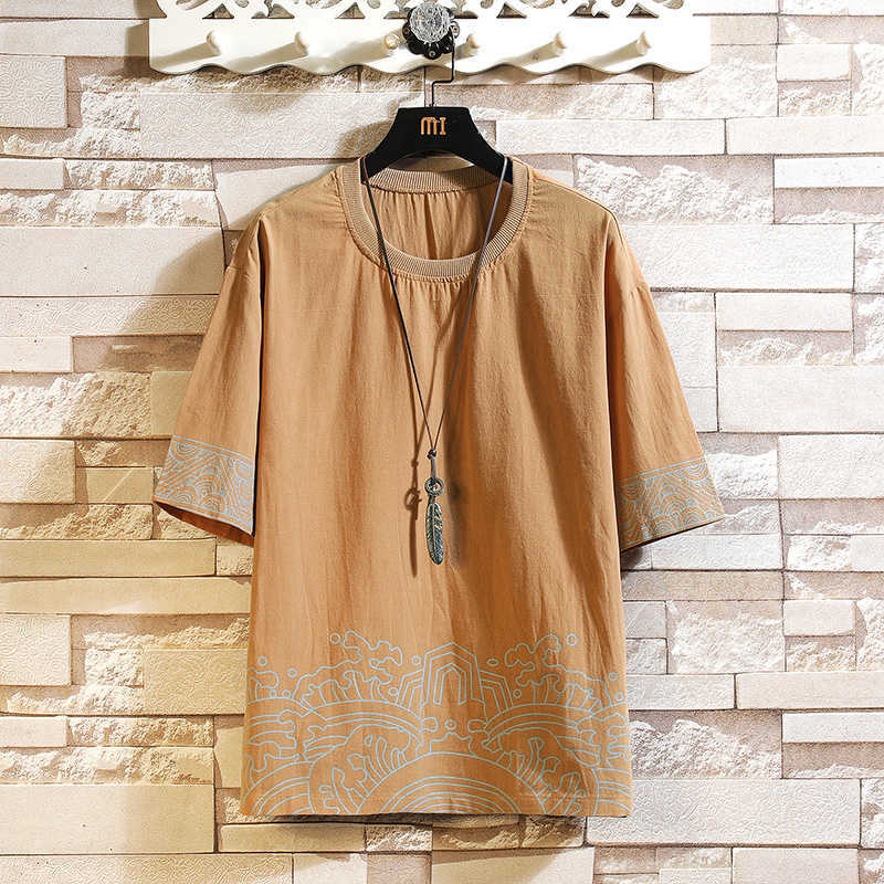 Japanese The Great Wave Shirt Summer Cool Print shirt Casual O-Neck Men shirt Kanagawa -shirt 210629