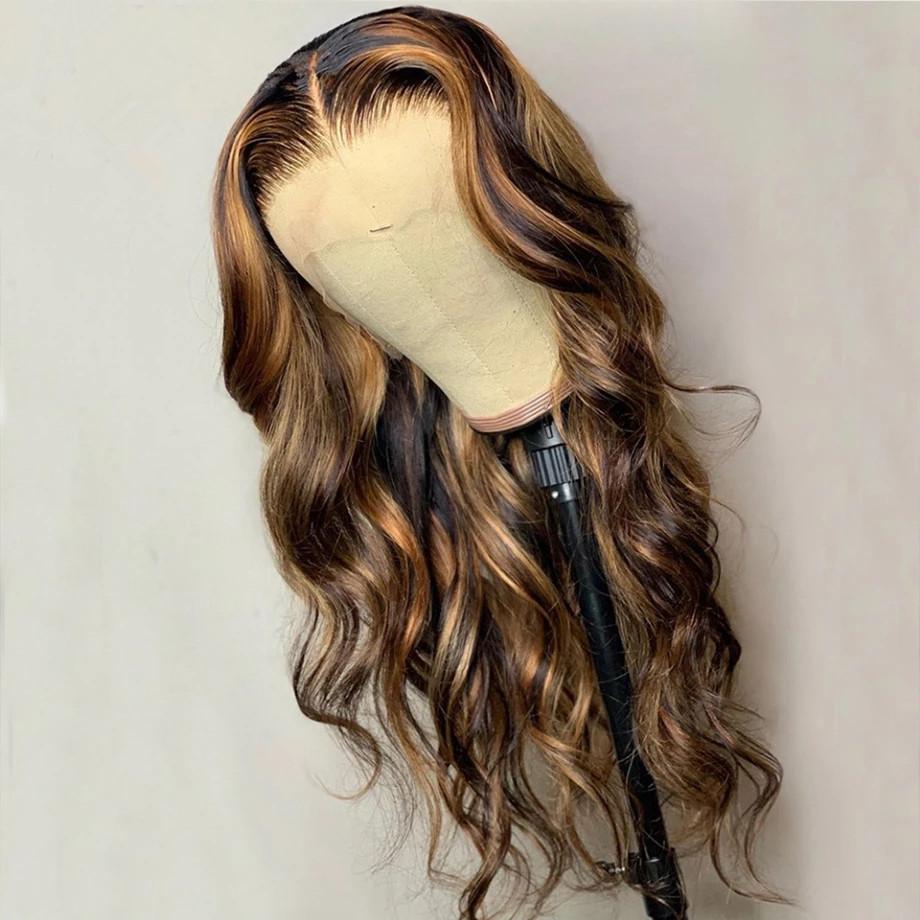 Highlight Wig Human Hair Colored Ombre Hd Lace Front Wigs Pre plucked 13X4 body wave Highlights Lace Frontal 150%density