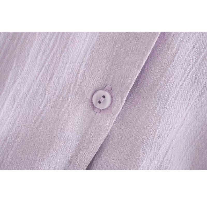 Women's Loose Thin Long Sleeve French Purple Sunscreen Haruku Shirt, Single-Breasted Lapel Casual Drape Chic Blouse Top