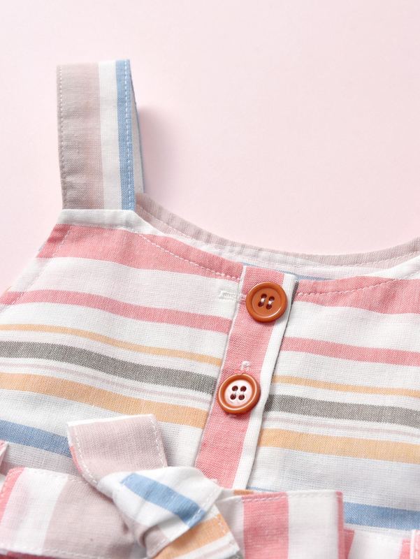 Baby Girl Bow Front Stripe Cami Dress SHE