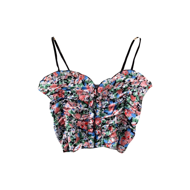 DEAT Women Ruffles Printing Sling Camis Arrivals Sexy Backelss Temperament Fashion Spring Summer 11D1556 210709