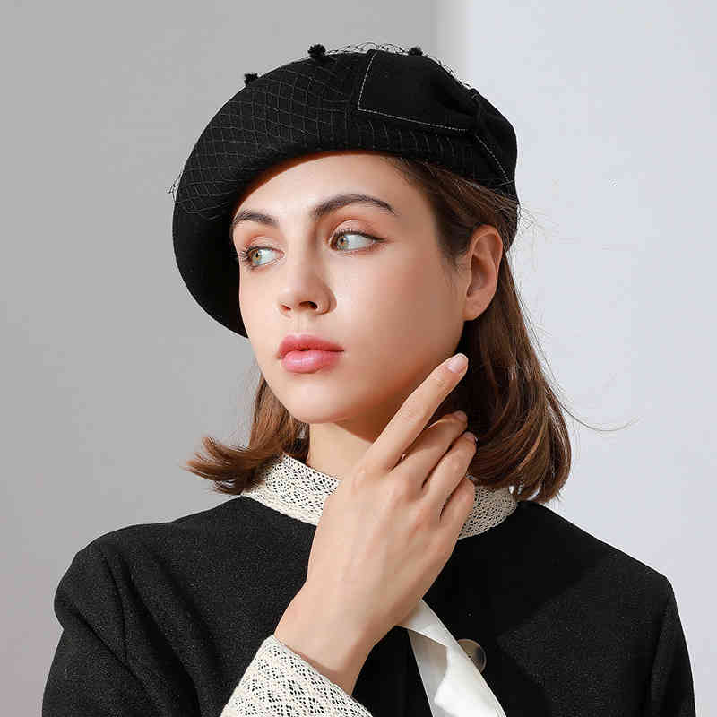 Rongmei Autumn and Winter Wool Beret Women's Fashion Cold Hat British Painter's Bud