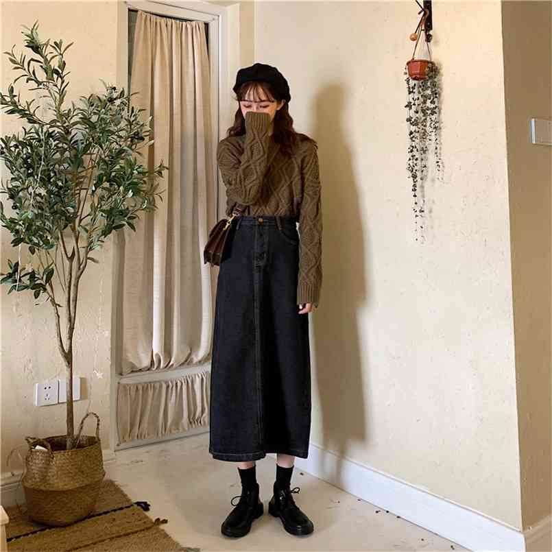 Women' Vintage High Waist Denim Skirt Autumn Winter Korean Loose Wild A-line Mid-Calf Long ML242 210708, Black beige
Women' Vintage High Waist Denim Skirt Autumn Winter Korean Loose Wild A-line Mid-Calf Long ML242 210708, Black beige
