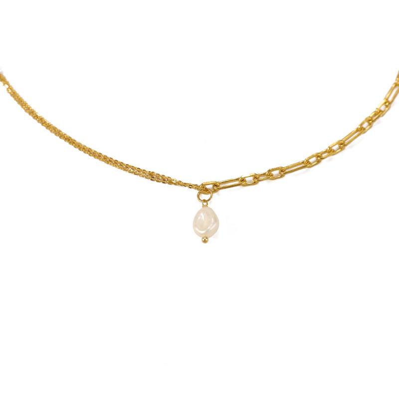 Pendant Necklaces Simple Natural Real Pearl Necklace Women Fashion Wild Light Luxury Vintage Baroque Style Short Chain Mix And Mat