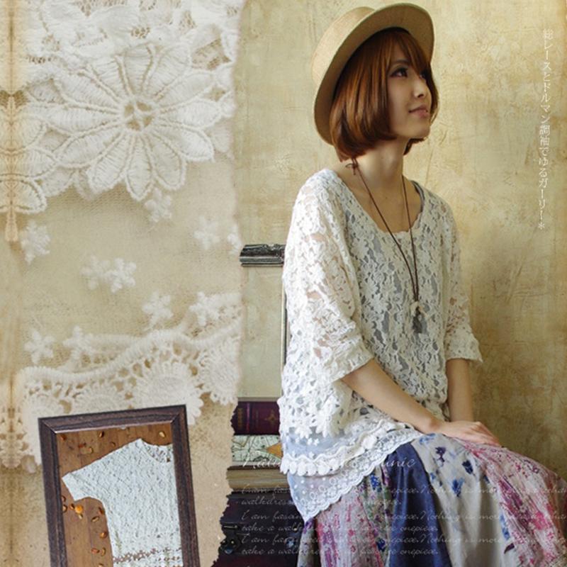 Women's Blouses & Shirts Summer Mori Girl Sweet Floral Lace Blouse Solid Loose Embroidery Hollow Out Short Sleeve Blusa Tops Shirt V289, Color 1
Women's Blouses & Shirts Summer Mori Girl Sweet Floral Lace Blouse Solid Loose Embroidery Hollow Out Short Sleeve Blusa Tops Shirt V289, Color 1