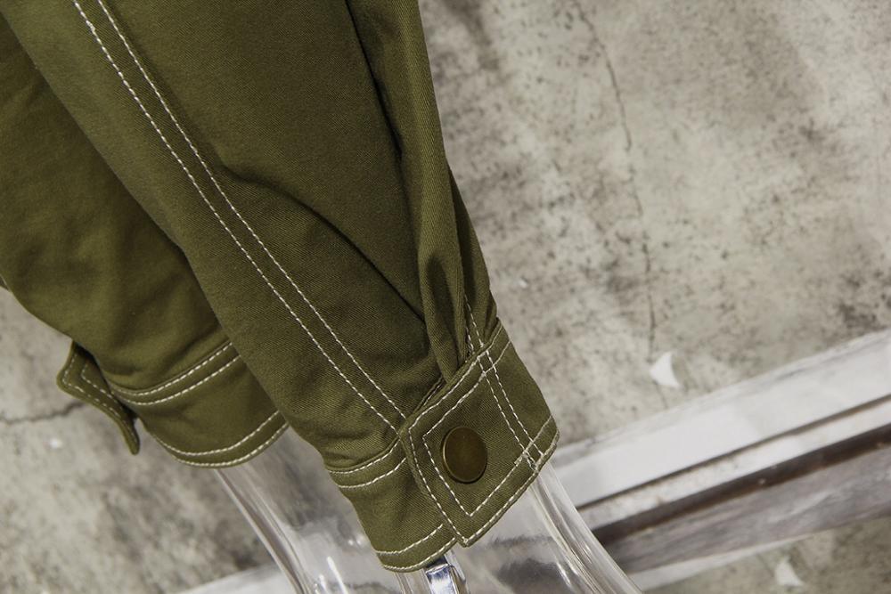 CHIC Autumn Army green Safari Women Jumpsuits Tie Bow Waist Long Lantern Sleeve Bodysuits Pants Romper Playsuits 210429